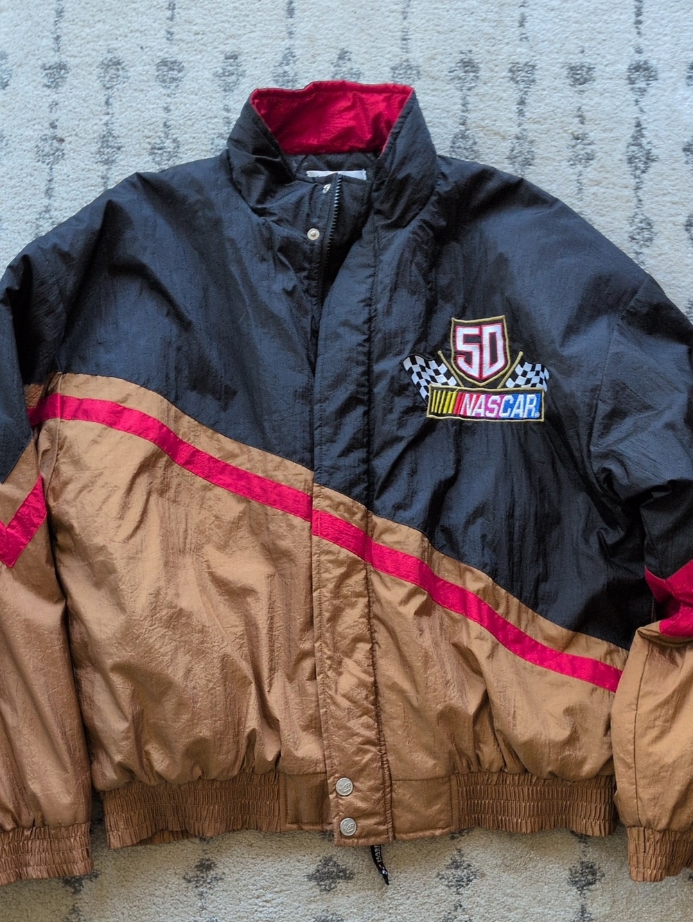 Nascar 50th Anniversary Colorblock Windbreaker Jacket - Black/Red/Brown - Picture 5 of 6